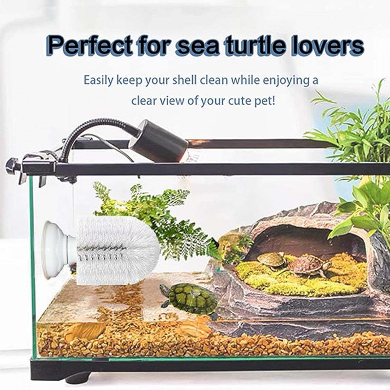 Neacus Turtle Brush with Suction Cup, Screw The Upgraded Turtle Scrub Brush Tightly on The Glass, It is Not Easy to Fall Off and Slide, Helping The Turtle Remove Dirt on The Back and Abdomen. - Image 2